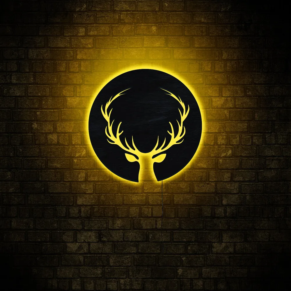 

Deer Neon Sign Wall Light Bedroom Decor LED USB Night Light Animal Deer Wooden Night Lamp Living Room Wall Art Decorations