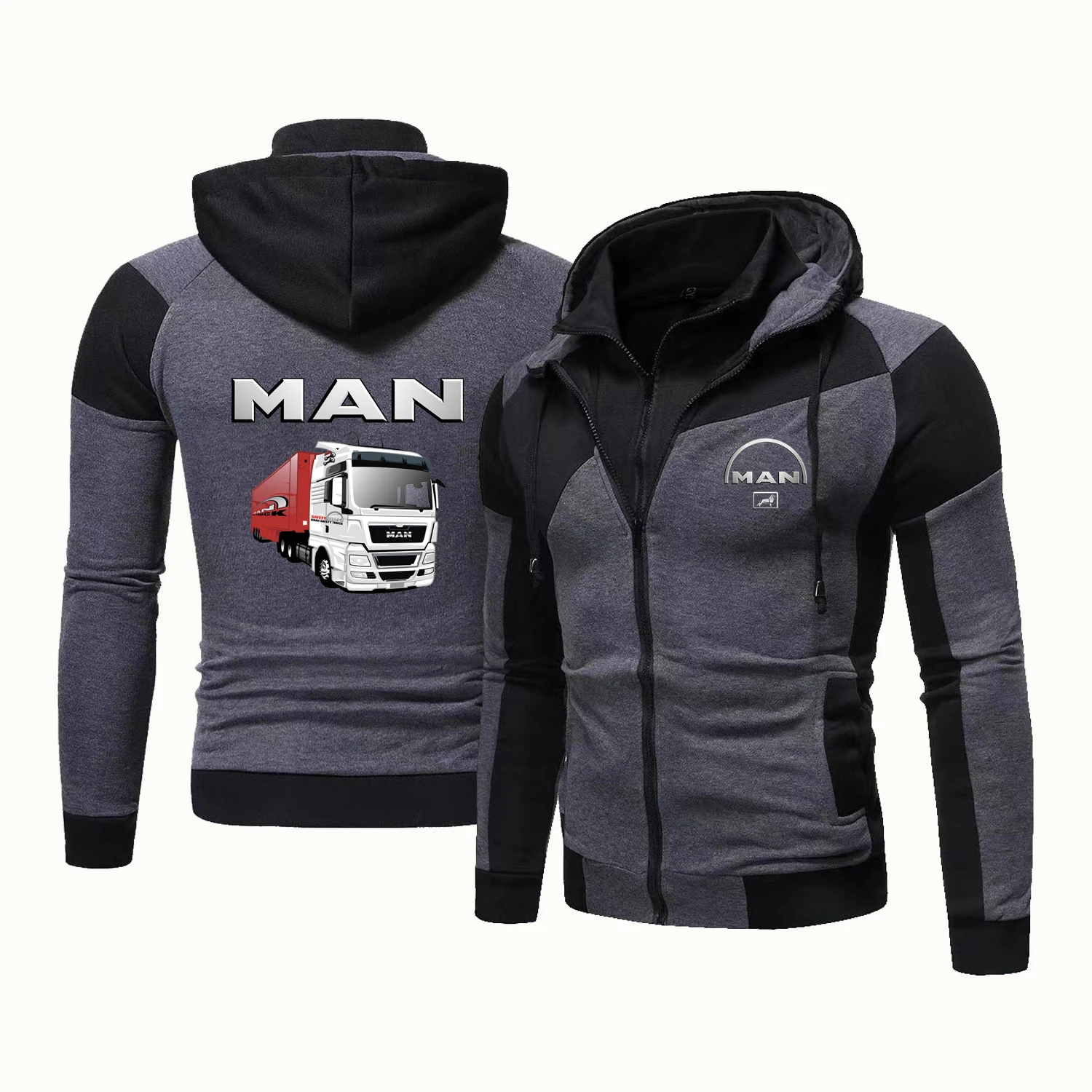 2025 Brand Autumn Winter Hoodie Men's Truck MAN Car Brand Logo Print Men's Zip Coat Men's Hoodie and Sweatshirt Casual Jacket