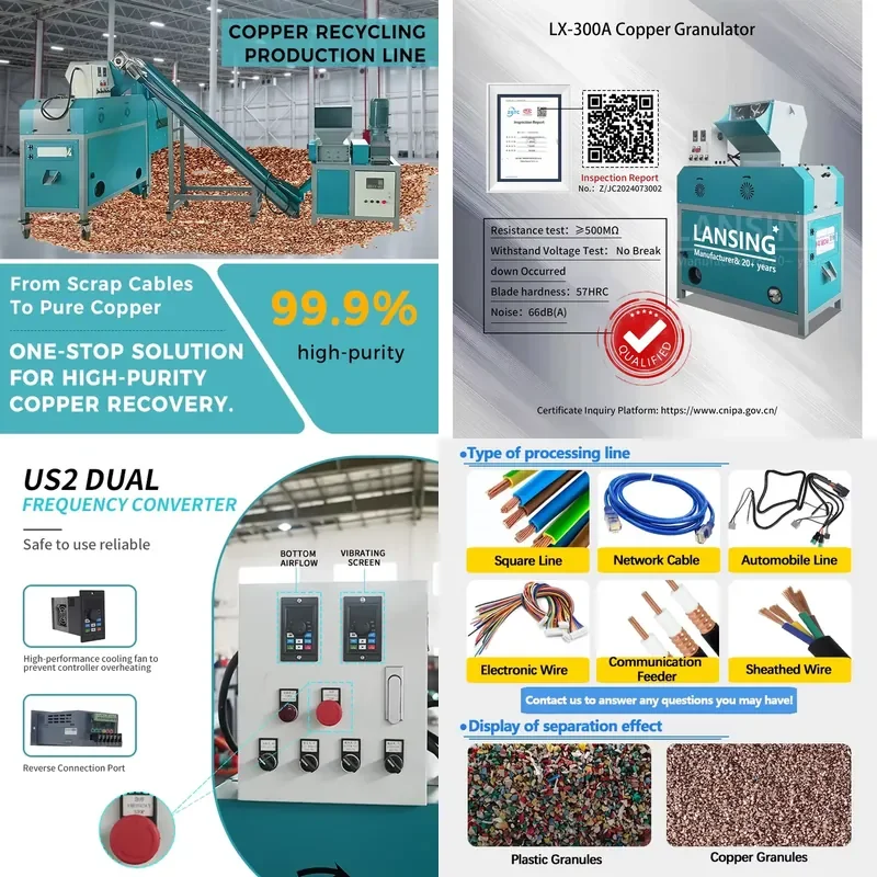 

2026 Hot Industrial Copper Granulator | High-Capacity Metal Separator | for Mixed Waste Wires | 380V Three-Phase Power