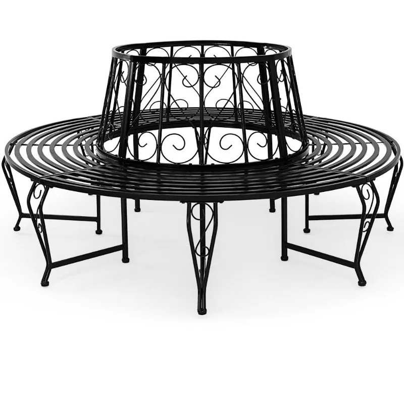 Specializing in the production and wholesale of round wrought iron tree chairs with backrests, European and American outdoor