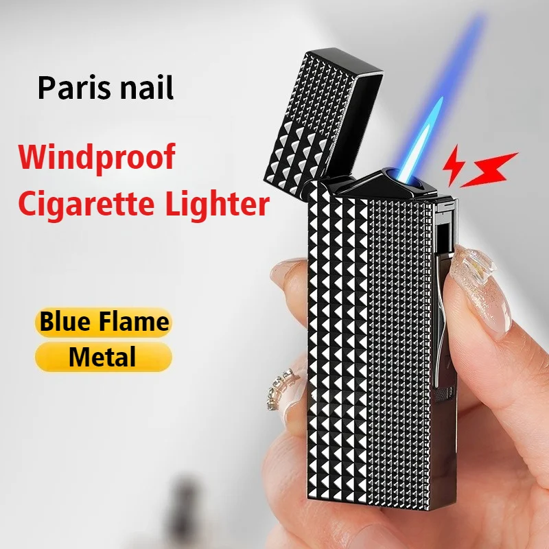 

Paris Nail Sound Loudly Retro Metal Windproof Open Flame Lighter Inflatable Blue Fire Cigarette Lighters & Smoking Accessories