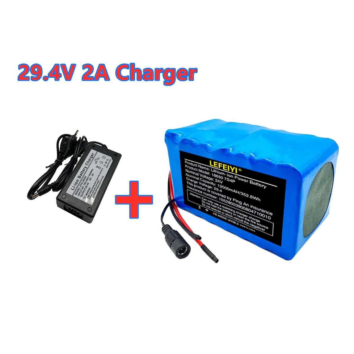 LEFEIYI 24V 7S4P 12000mAh High Power 12AH 18650 Lithium Battery Pack with BMS 29.4V