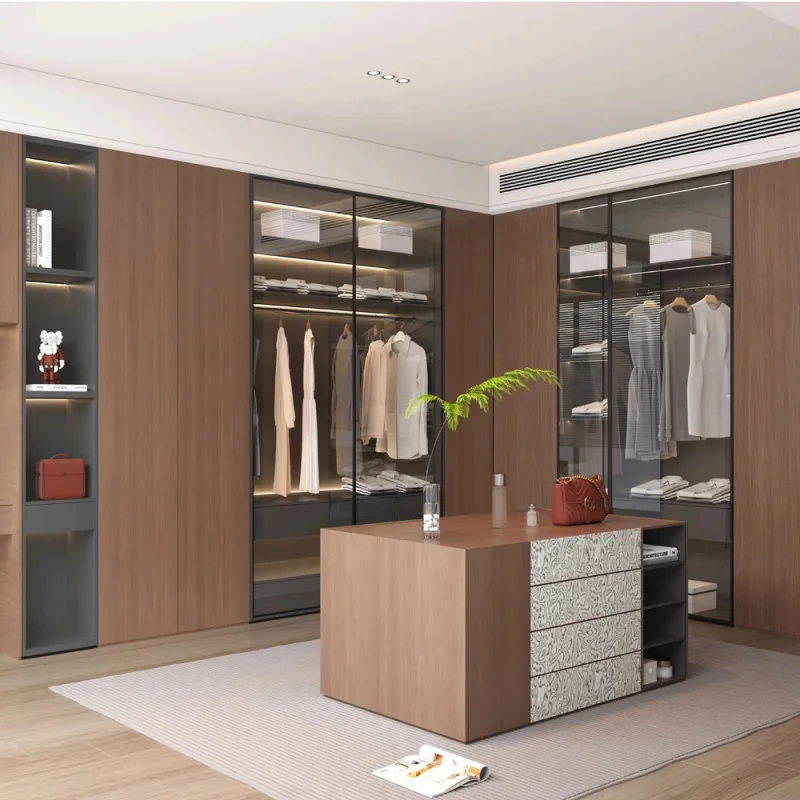custom.Factory One-stop Whole House Solution Modern Custom Walk-in Closet Bedroom LED Lighted Wardrobe High-end Dressing Room fo