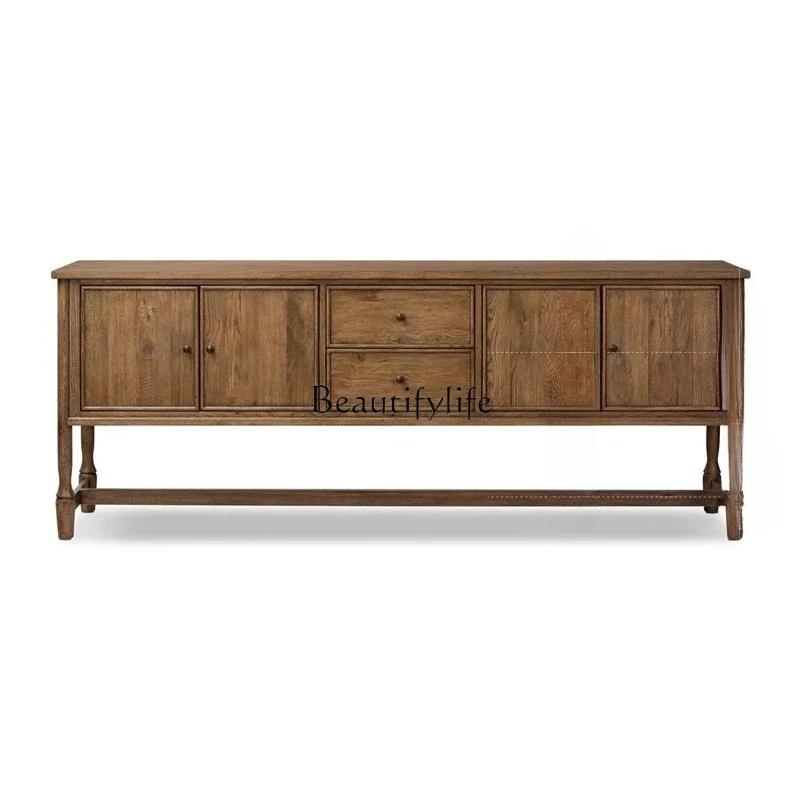

FG10*American rural French retro solid wood dining side cabinet medieval solid wood storage decorative cabinet
