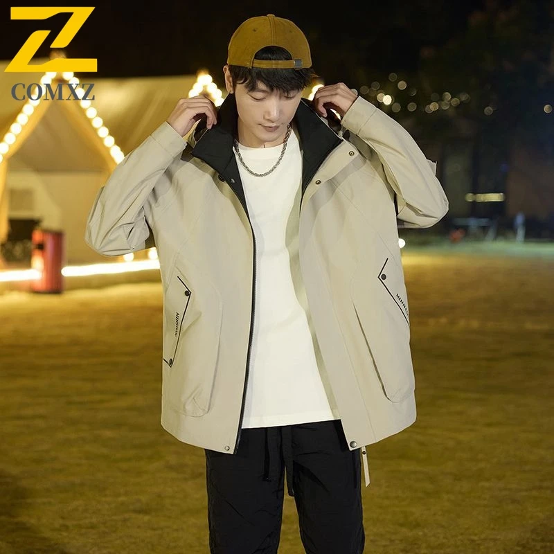 سترة COMXZ للرجال لخريف 2025 مقاومة للرياح والصيد والمغامرة وركوب الدراجات سترات ناعمة ملابس عمل معطف خفيف الوزن مناسب