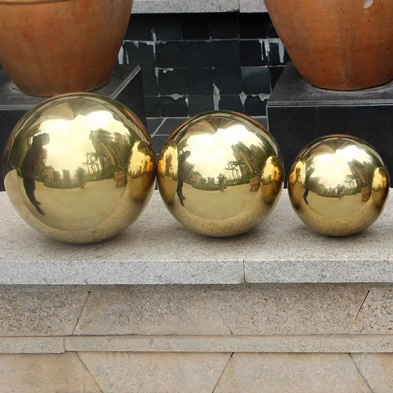 201 Stainless Steel Titanium Gold Hollow Sphere Decorative Golden Metal Christmas Balls Home Decoration Magic Ball