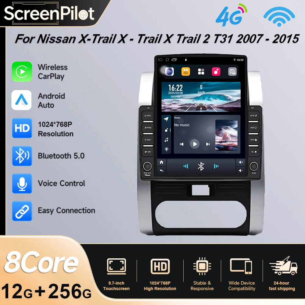 Android 16 For Nissan X-Trail X - Trail X Trail 2 T31 2007 - 2015 Car DVD Android Auto Multimedia Radio Stereo Navigation GPS BT