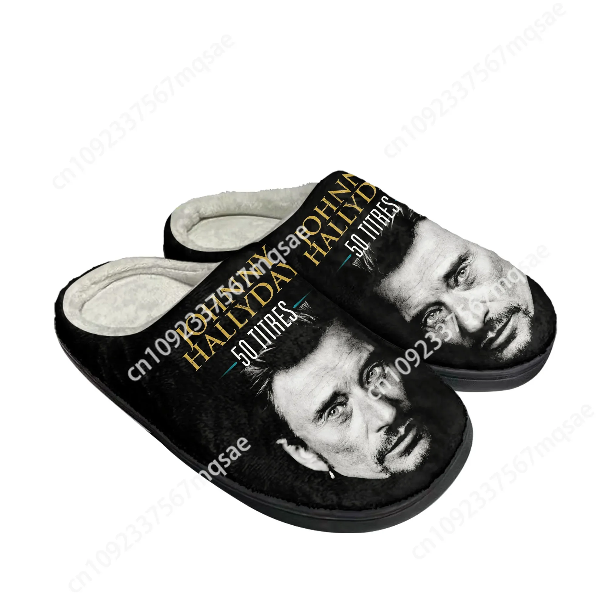 

Johnny Hallyday Rock Singer Home Cotton Custom Slippers Mens Women Sandals Plush Casual Keep Warm Shoes Non-Slip Thermal Slipper