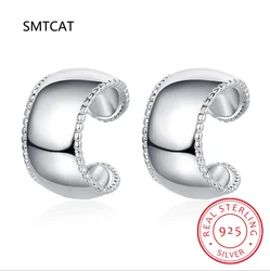 100% 925 Sterling Silver Smooth Surface Ear Cuff Clip on Earrings For Women Girl Without Piercing Earings Jewelry DS1040