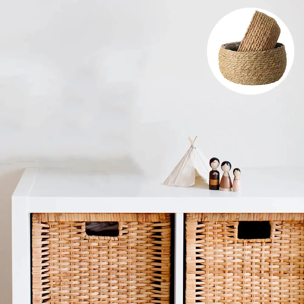 

1 шт. круглая плетеная корзина-кашпо из соломы, натуральный контейнер ручной работы для суккулентов, для гостиной, спальни, свадебного декора, подарок