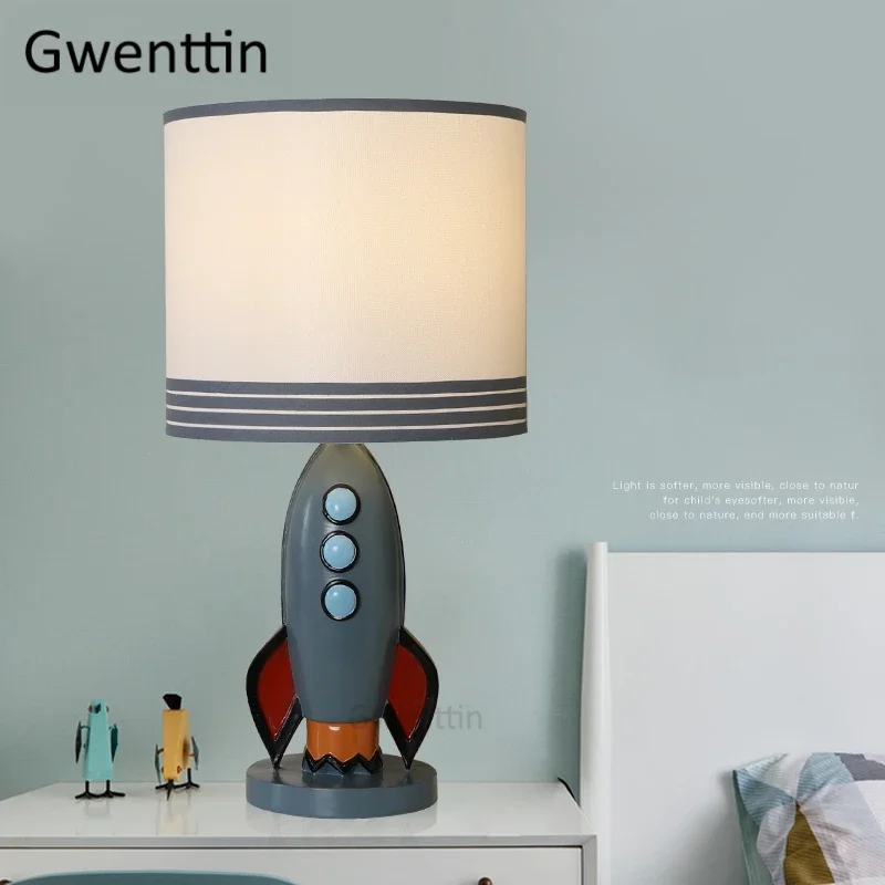 

Mediterranean Rocket Table Lamps for Bedroom Bedside Children's Room Cartoon Lamp Nordic Led Desk Stand Light Fixtures Art Decor
