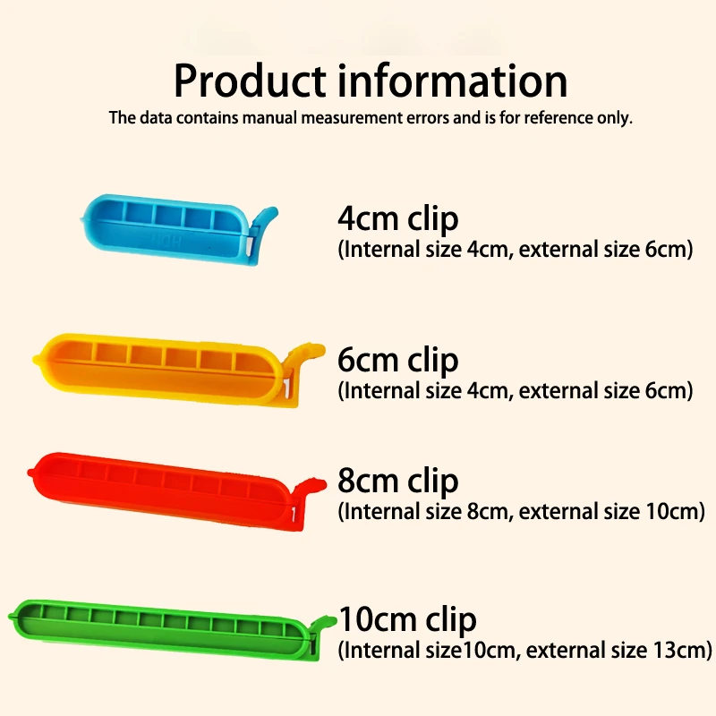 Pince de sac disubtile multicolore, fournitures de fermeture de tube disubtile, banc de clip, document aléatoire, 4cm, 6cm, 8cm, 10cm