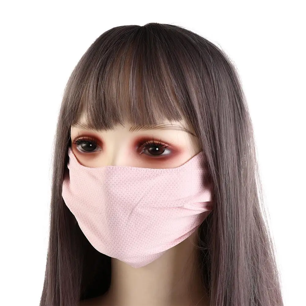 Fishing Sports Cycling Sun Protection Outdoor Summer Solid Color Mesh Hiking Face Scarf Ice Silk Mask Face Cover Sunscreen Mask