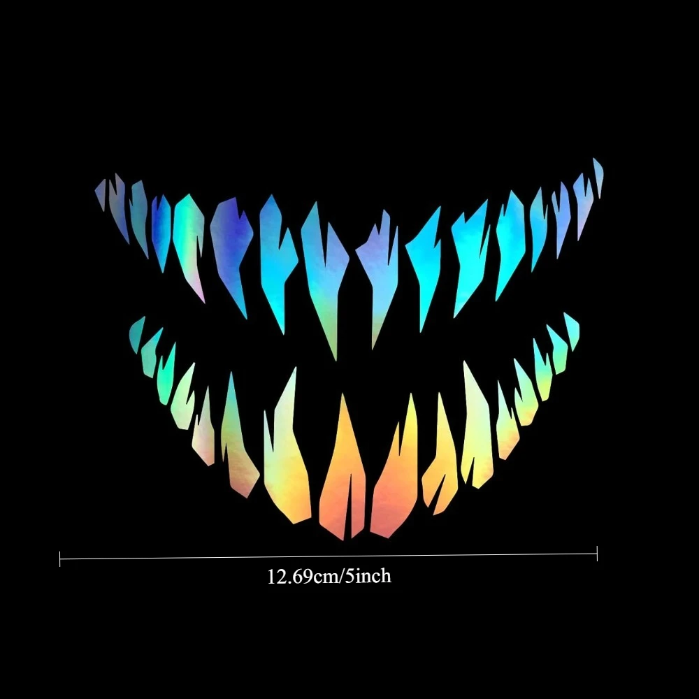 Holographic Monster Teeth Vinyl Sticker 12.69cm, Waterproof Decal for Car Window Bumper Laptop