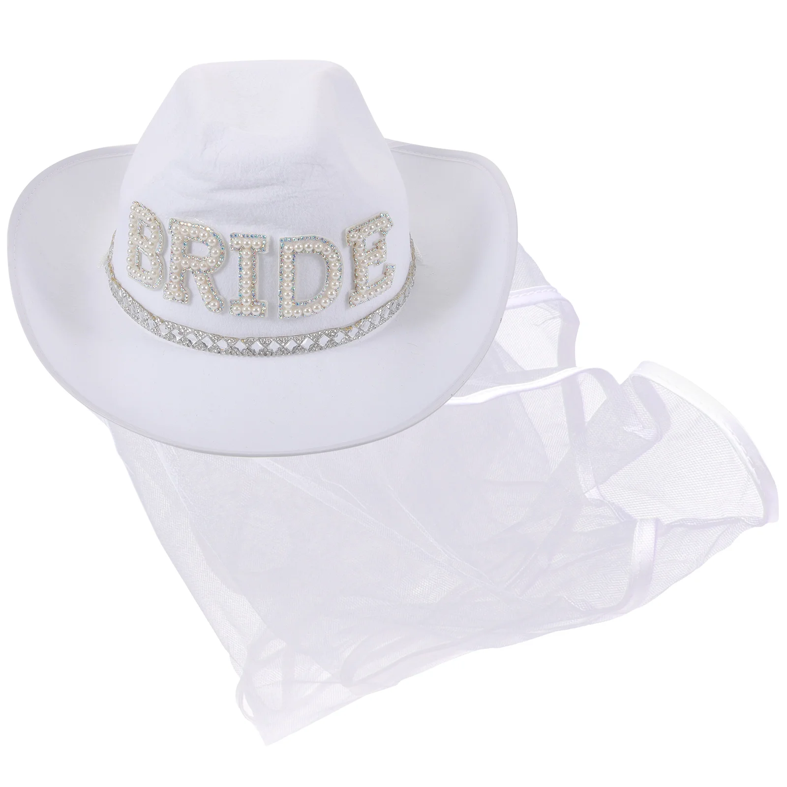 

White Cowboy Hat Women's Hats & Caps Cowgirl for Wedding Cowgirls Hemming Bachelorette Fabric Bridal Western