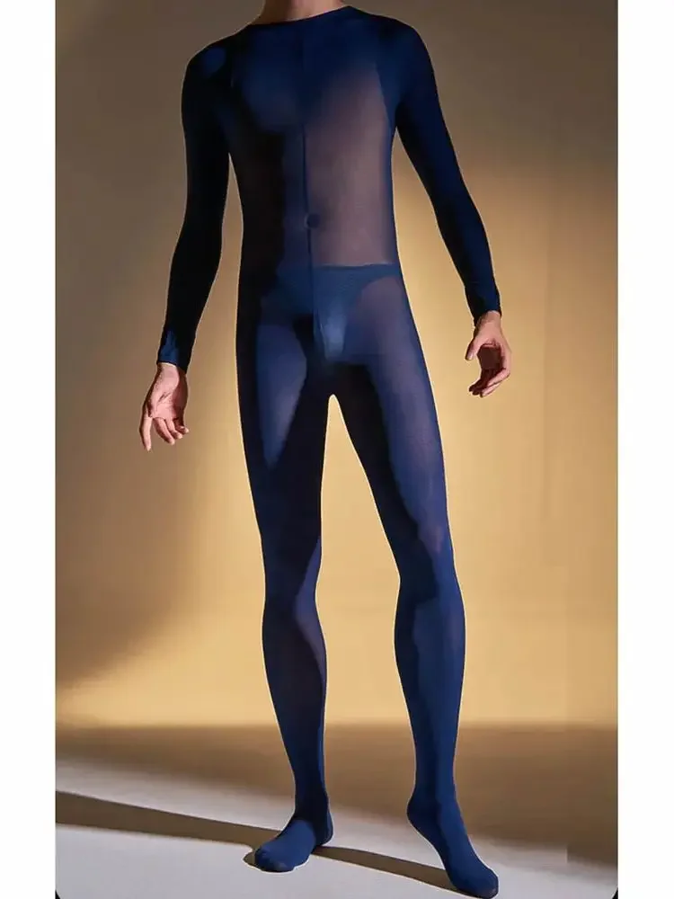 Unisex Matt 120D Nylon Bodystocking Penis Sheath Close Open Crotch Bodysuit Tights Sexy Body Shaping Conjoined Lingerie Pijamas