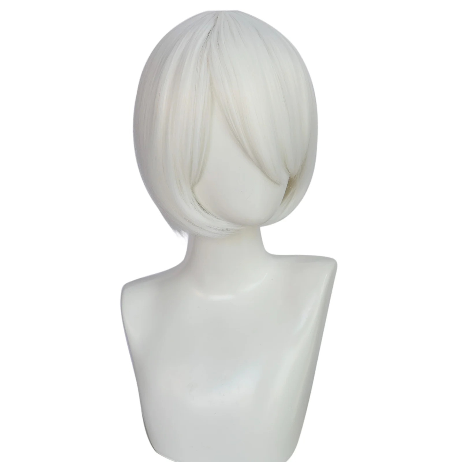 Synthetic Short Straight white Anime Cosplay Wig for Unisex, Rose Net Cap, Cosplay, Carnival Halloween Dress Up Wig