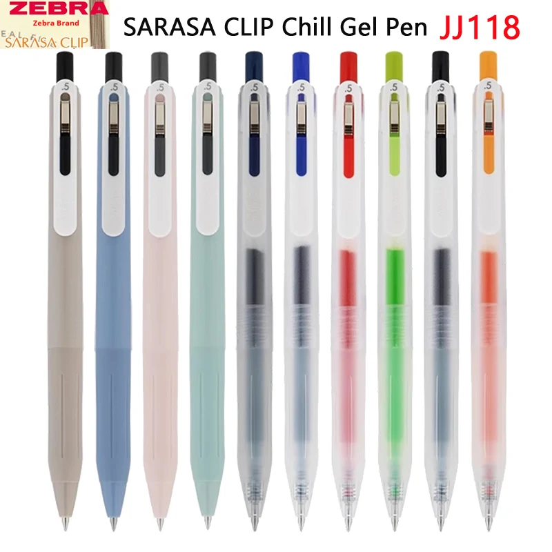 Japan Zebra Sarasa Clip Chill Gel Pen JJ118,0.5mm Color/Black Smooth Quick-Drying Signing Pen,Smudge-Free For Journaling,Study