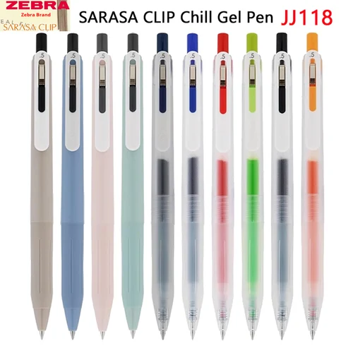 Bolígrafo de Gel japonés Zebra Sarasa Clip Chill JJ118, bolígrafo para firmar de secado rápido liso de Color/Negro de 0,5mm, sin manchas para diario y estudio