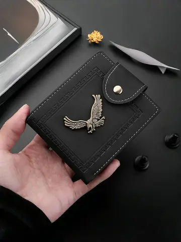 Men's Wallet Men's Short Wallet Youth Fashion Personality Pu Leather Credit Card ID Card Holder Wallet Folding Wallet