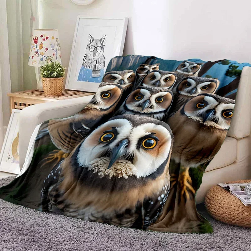 3D Cute Owl Eagle Birds Cartoon Soft Flannel Blanket for Beds Bedroom Sofa Picnic,Throw Blanket for Cover Outdoors Leisure Gift