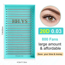 800 Fans 20D 0.03 Thin Roots Slim Base Premade Fans Lash Medium Stem Sharp Pointy Base Premade Volume Fans Eyelash Extensions