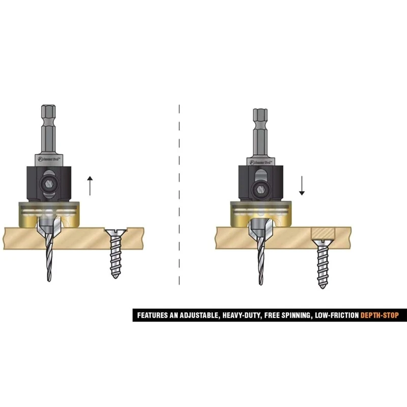 Woodworking Countersink Drill With Adjustable Depth Countersink Bit For 3/8 X 3/32 X 1/4 Countersink Bit Durable Easy Install