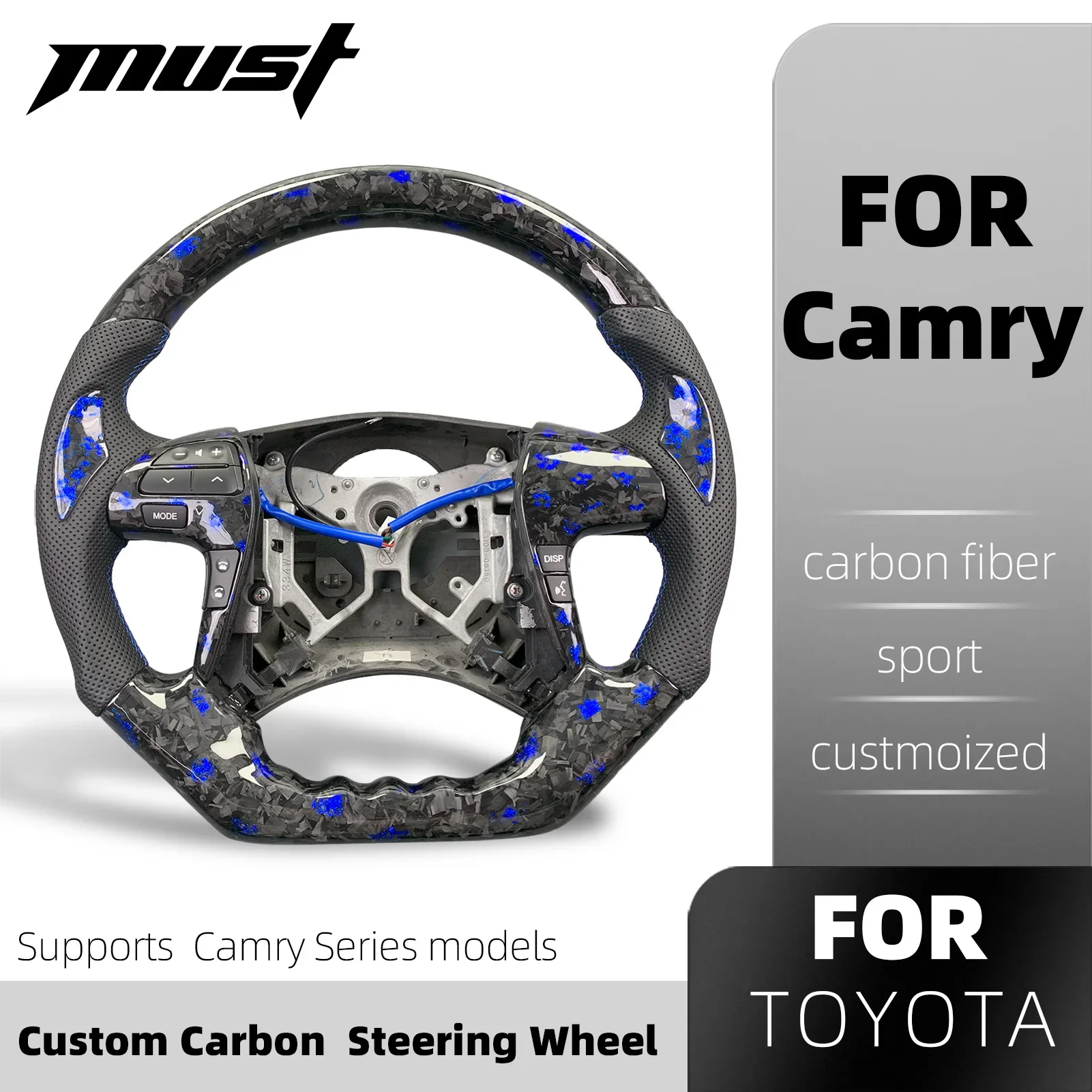 For Toyota Camry Highlander 2010 2011 2012 2013 Customized Forged Carbon Fiber Steering Wheel