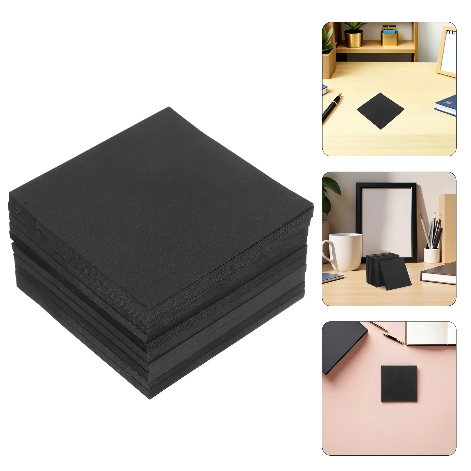 

500 Sheets Pure Black Self-Stick Note Pads Office Memo Pads Removable Sticky Notepads Household Message Accessories