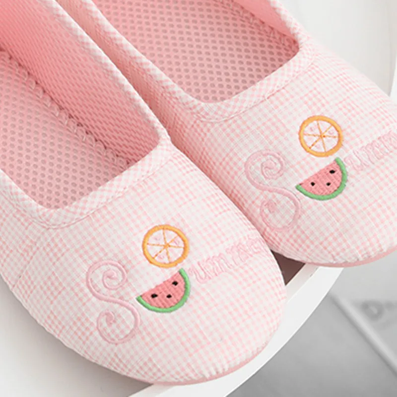 Pink Soft Cotton Fruits House Indoor Flats Watermelon Summer Slipper Slippers For Girl Women Cute Animal Girl Shoes At Home