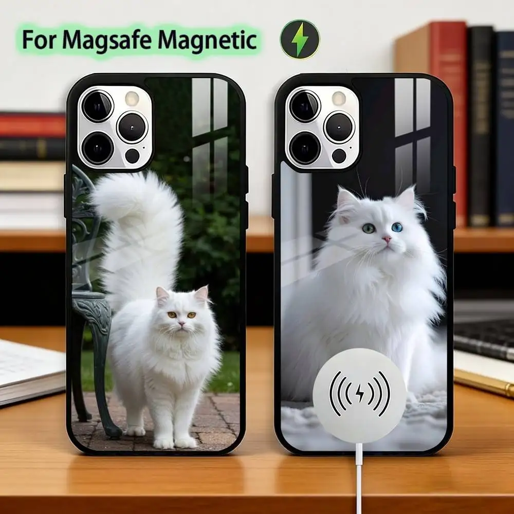 Lovely Funny Cat Phone Case For iPhone17,16,15,14,13,12,11 Plus,Pro Magnetic For Magsafe Wireless Charging