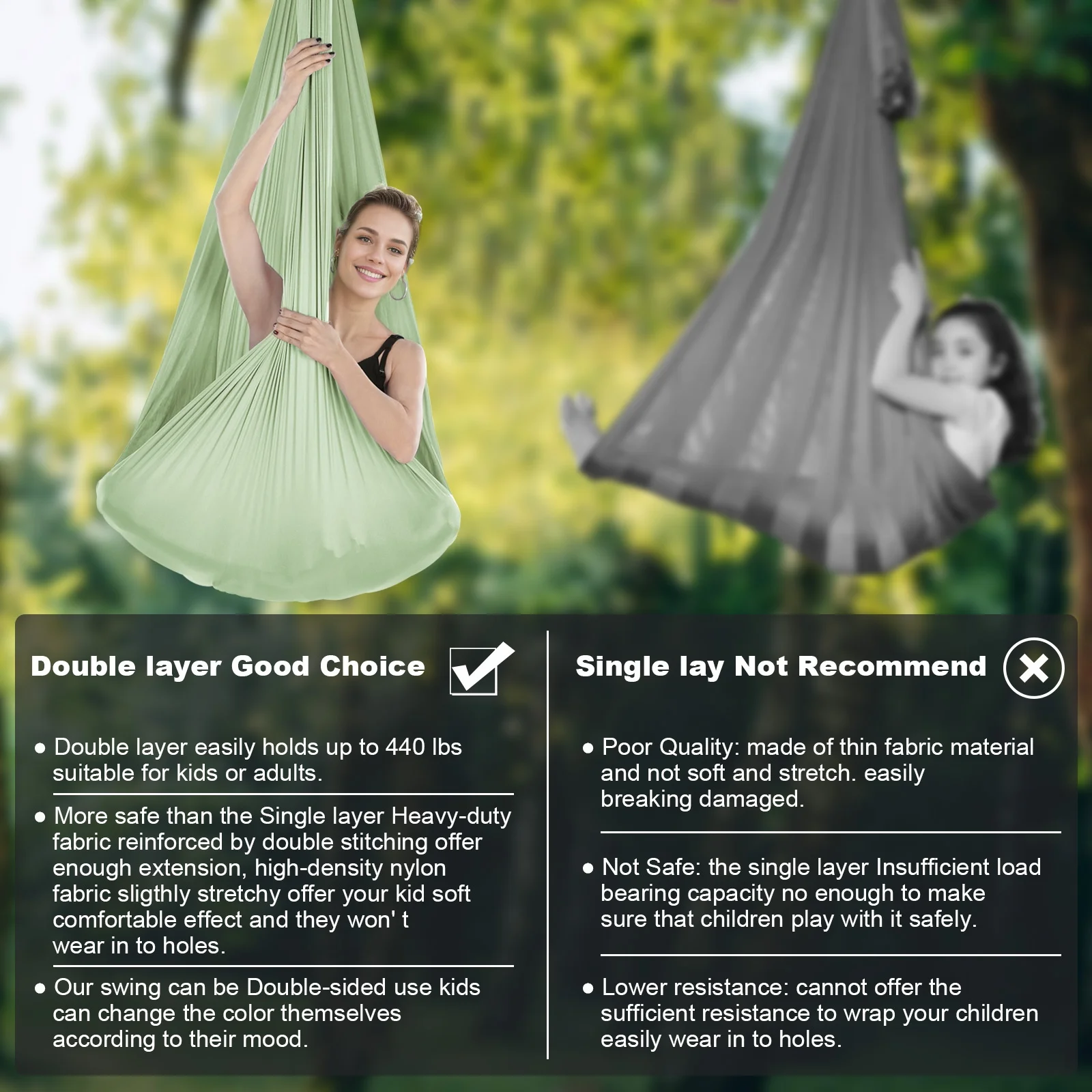 أرجوحة اليوغا الجوية مجموعة اللياقة البدنية بيلاتيس نسيج الحرير اليوغا سوينغ 5.5 ياردة تشمل Carabiners ديزي سلسلة لتمارين انعكاس #4