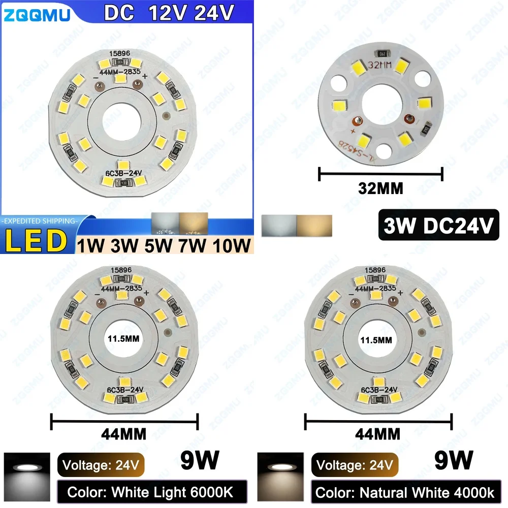 10pcs 24V DC Round LED Panel Light 1W 3W 5W 9W SMD2835 3000K 6000K High Brightness Low Voltage Aluminum Surface Mount Lighting