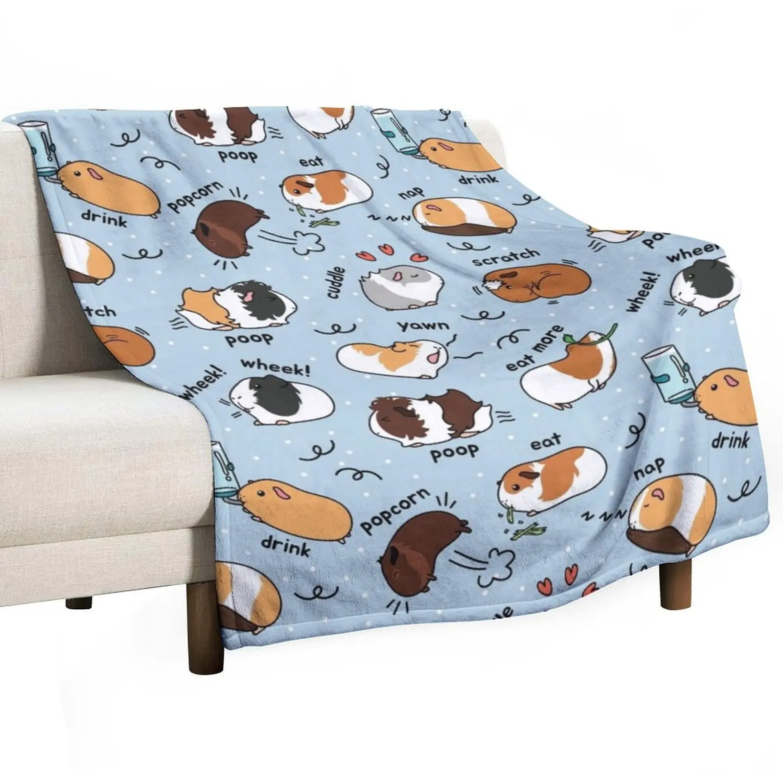 

Guinea Pig Daily To-Do List - Blue Background Throw Blanket Custom Weighted Decorative Beds Multi-Purpose Blankets