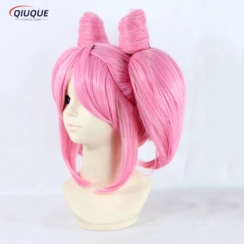 Marinheiro Chibi Peruca Cosplay com Clipe de Rabo de Cavalo, Cabelo Sintético Curto, Rosa, Resistente ao Calor, Chibiusa, Boné