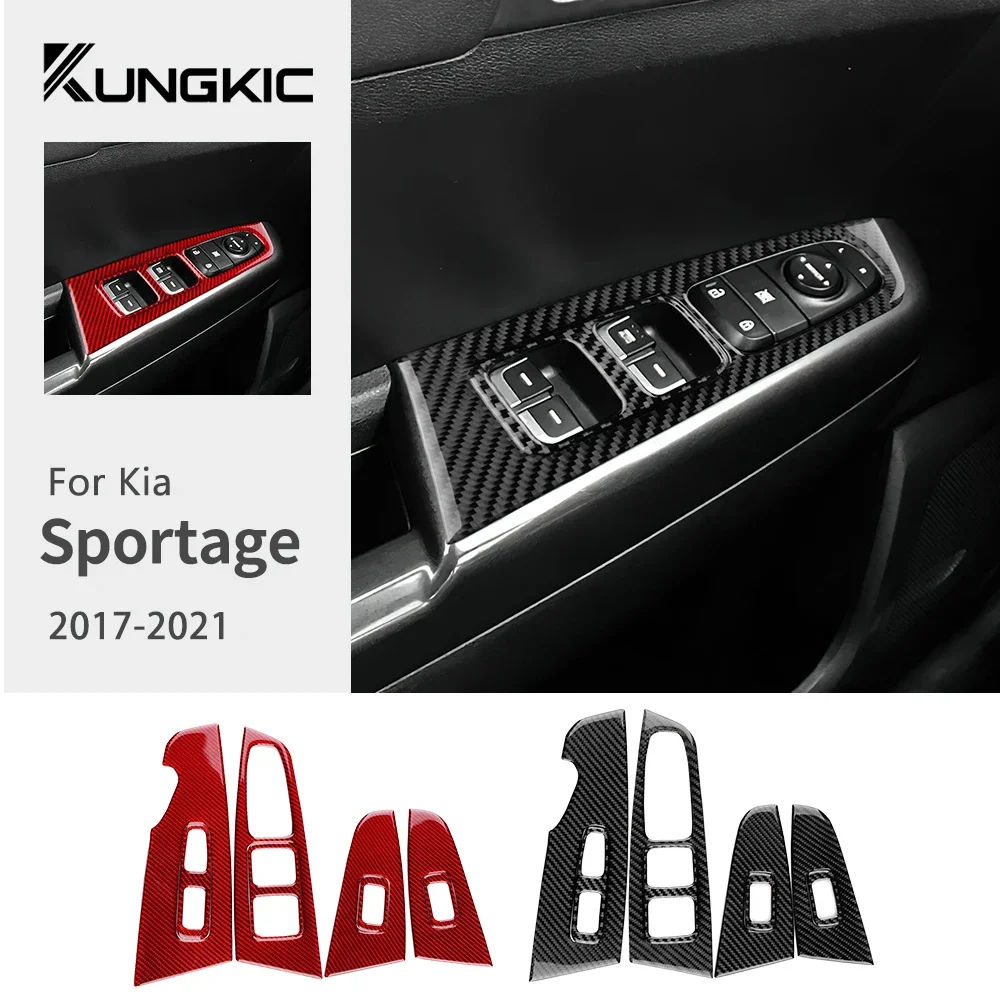 

Наклейка на панель управления стеклоподъемниками передних и задних дверей из настоящего мягкого карбона для KIA Sportage 4 QL 2016-2021 (левый/правый руль)