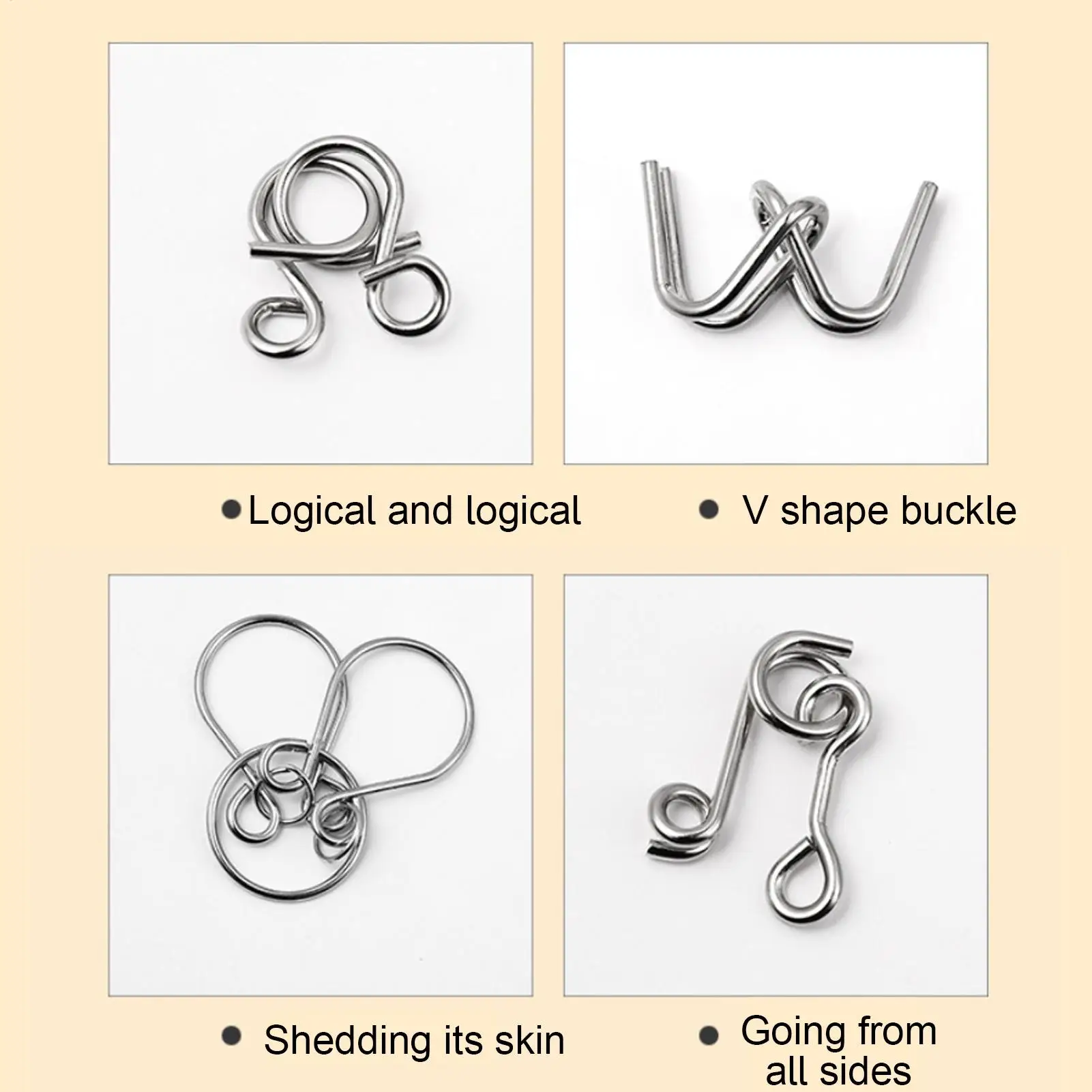 금속 퍼즐 두뇌 티저 논리 훈련 지능 장난감 지능 테스트 두뇌 티저 가정 사무실용 금속 퍼즐