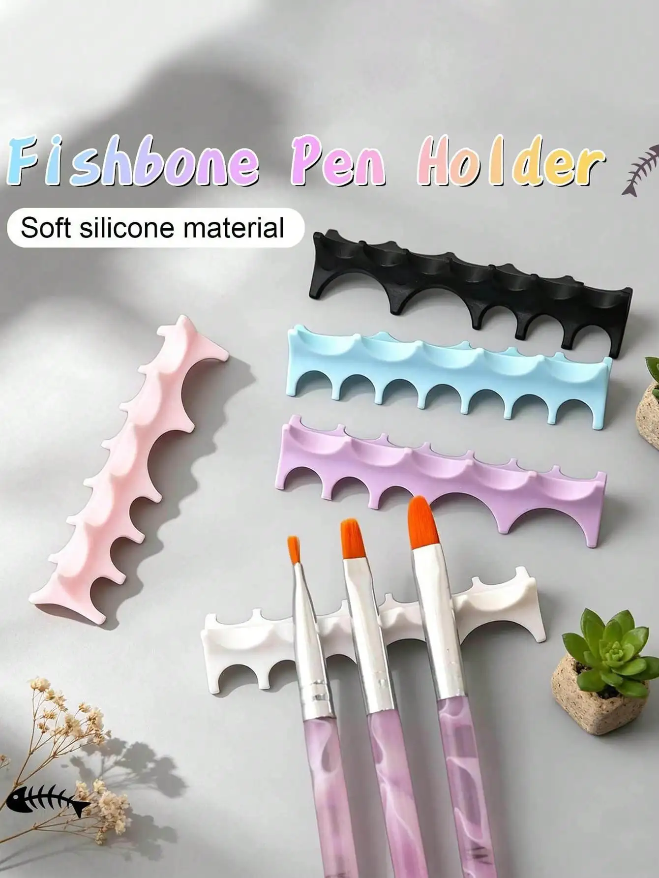 Soft Silicone Nail Art Brush Holder Rack Organizer UV Gel Brush Display Stand Makeup Painting Brush Holder Storage
