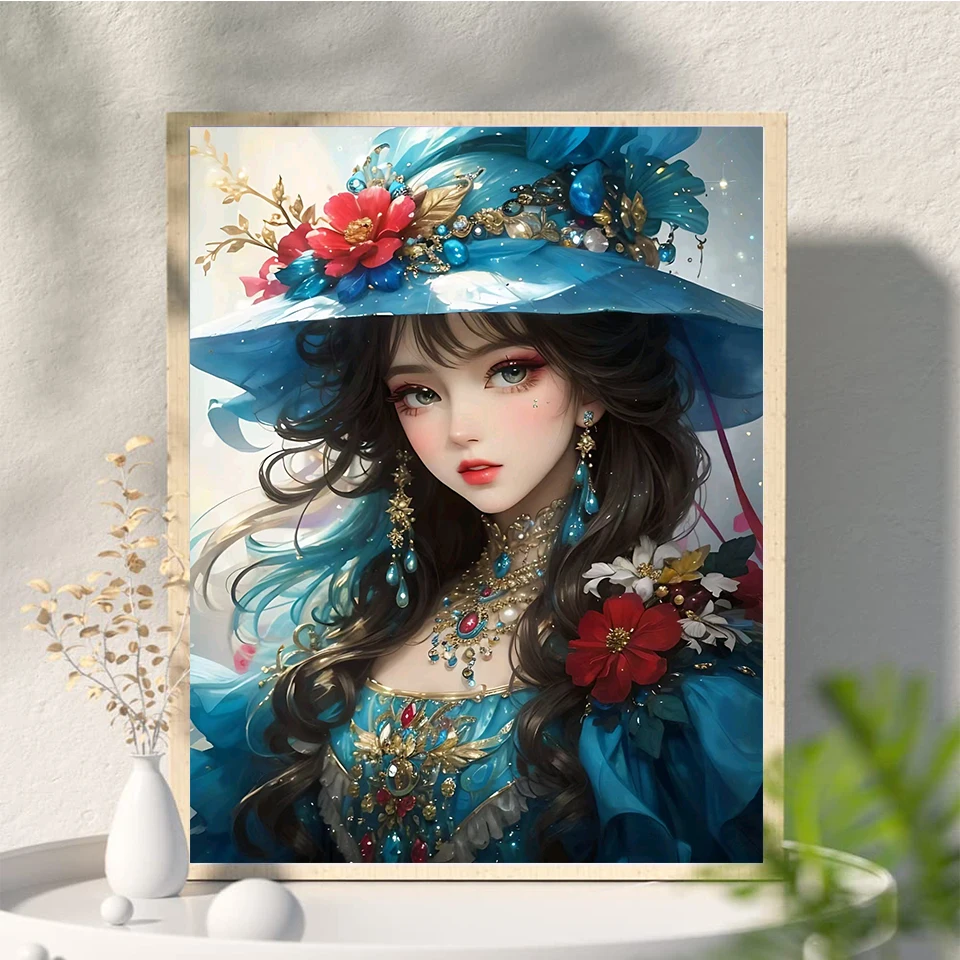 DIY 5D Diamond Painting Kits Full Round Square Diamond Mosaic Embroidery Beautiful Girl Flower Jewelry Cross Stitch Kit X1252