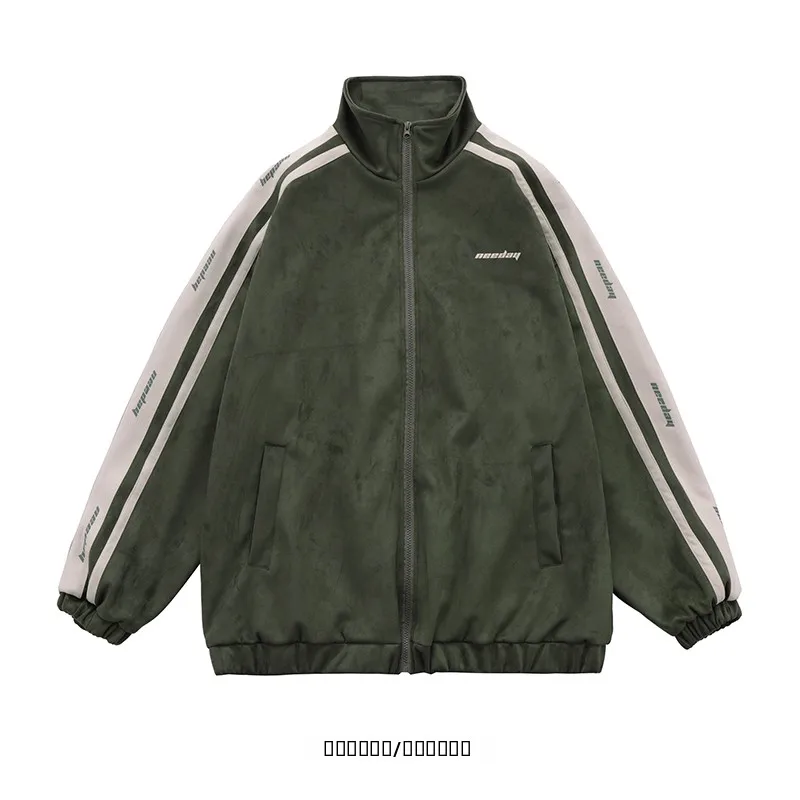 

from American Retro Color Blo Letter Print Loose Lazy BF Sle Couple Jaet Outerwear Youth Trend Autumn Long Sve