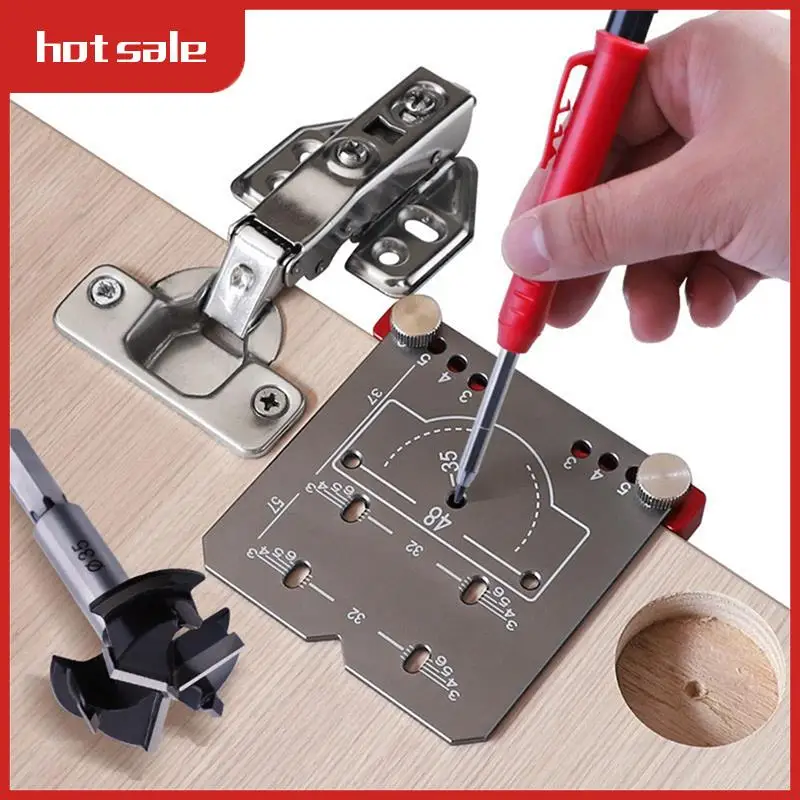 

A52I-35Mm Hinge Jig Door Cabinets Concealed Hinge Hole Template Jig Aluminium Alloy Drill Guide Locator Tool For Woodworking