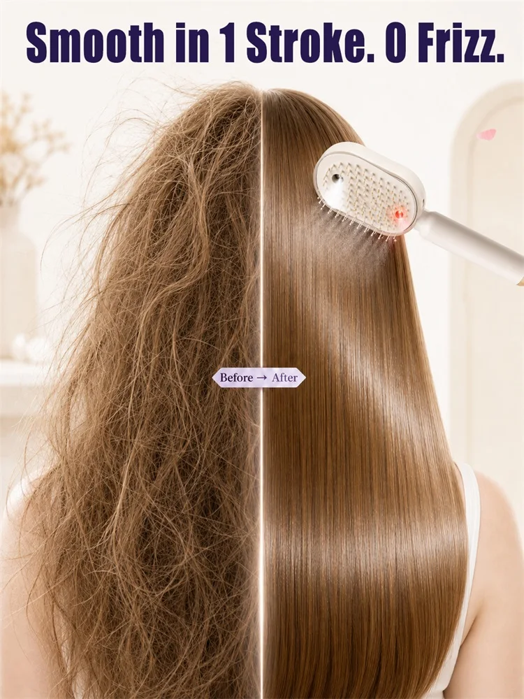 Anti-Frizz Hair Brush Electric Spray Air Cushion Massage Comb with Red Light Therapy – Lightweight & Portable, Fast Charge Hot