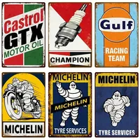 Vintage Metal Signs Shabby Chic Sign Posters for Man Cave Motor Oil Garage Wall Art Decor