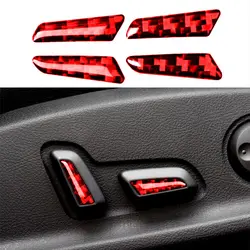 4 stücke Auto Sitz Einstellen Taste Abdeckung Aufkleber Red Carbon Trim Auto Anti-Scratch Zubehör Für Audi A4 B9 2017-2020