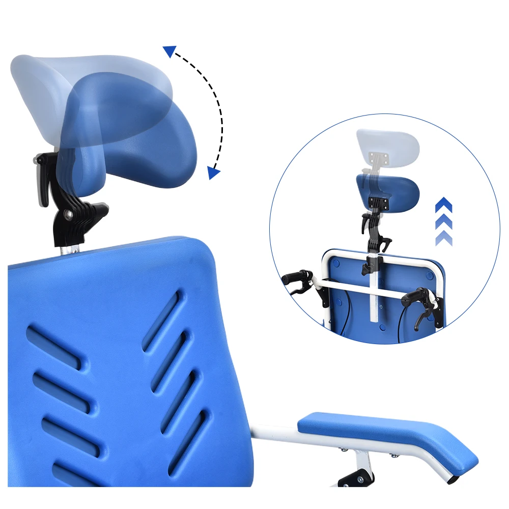 3 في 1 كرسي متحرك محمول للاستلقاء كرسي نقل المريض يرفع كرسي استحمام قابل للتعديل كبار الكبار والمعاقين #6