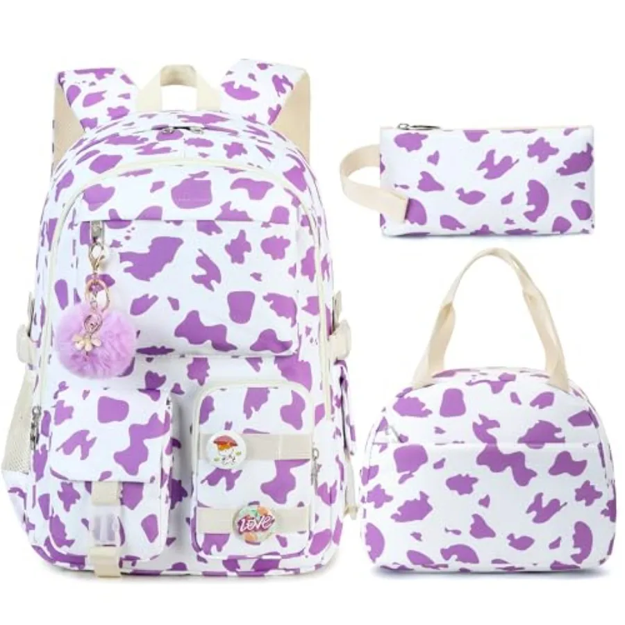

Hidds Backpack for Girls 3 PCS College School Backpacks Bookbag Set with Lunch Box School Bag Daypack Teens Women