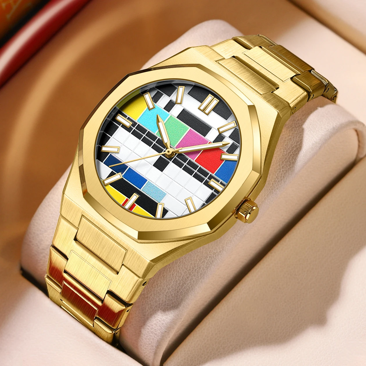 

Новые модные роскошные часы для мужчин, креативный циферблат, уникальный дизайн, светящийся стальной ремешок, водонепроницаемые кварцевые часы, подарок, reloj hombre