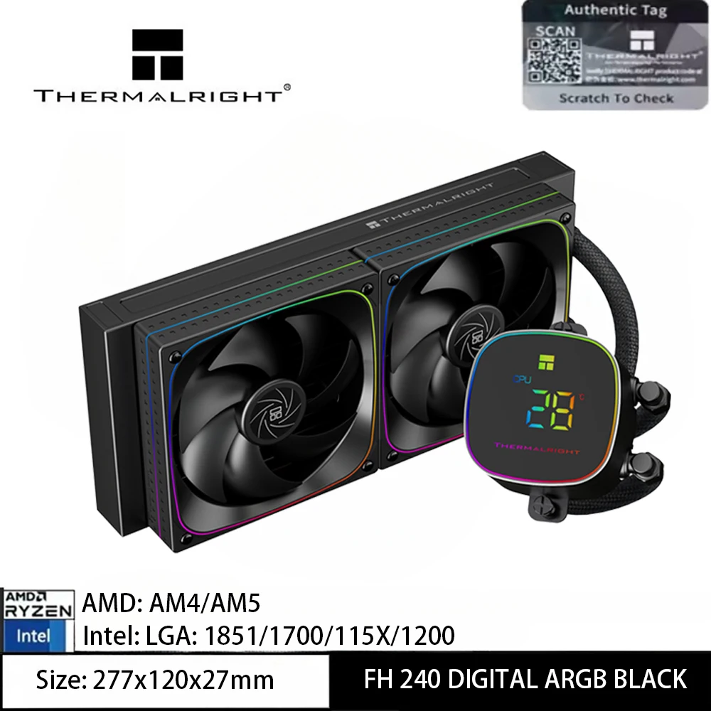 

Thermalright Frozen Horizon 240 DIGITAL ARGB Black Радиатор водяного охлаждения All-in-One, 240 мм, магнитный экран для AM5/AM4/LGA1851/1700/1200/115X