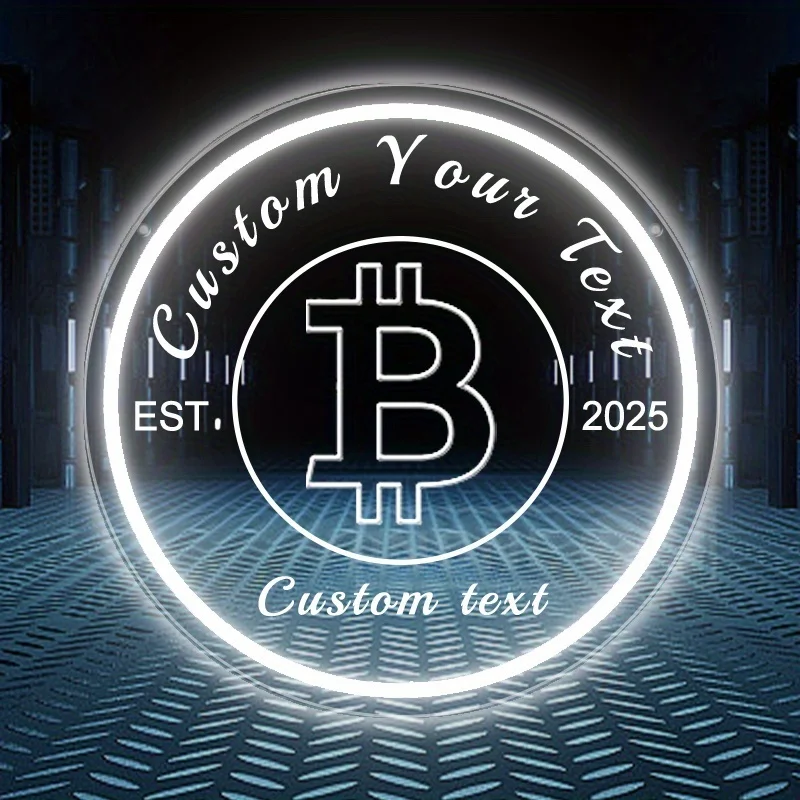 Custom Bitcoin Logo Neon Light Sign with Personalized Text USB-Powered Wall LED Decor for Home Parties Holidays & Crypto Gifts