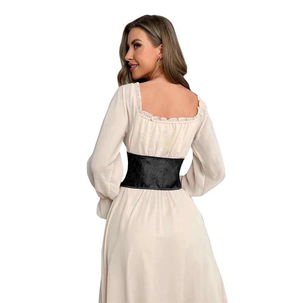 Black Bandage Cummerbund Women's Front Lacing Curvy Waist Belt Cincher Shaper Slimming Underbust Corset